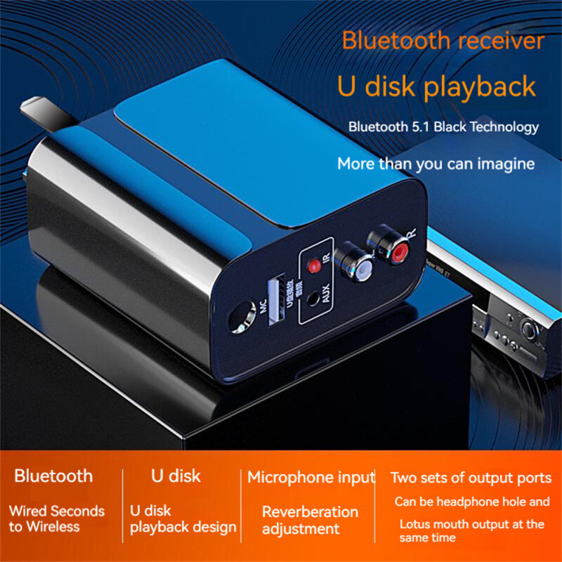 Blue Parrot 2-in-1 Stereo Bluetooth-compatible Receiver Transmitter U Disk Player Rca/aux Wireless Audio Adapter T28