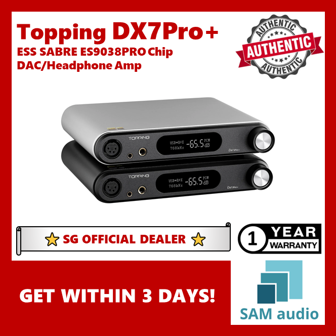 [?SG] TOPPING DX7 Pro+ Headphone Amp, ES9038PRO Hi-Res DAC with Bluetooth 5.1 & 4 Pin XLR / 4.4mm / 6.35mm