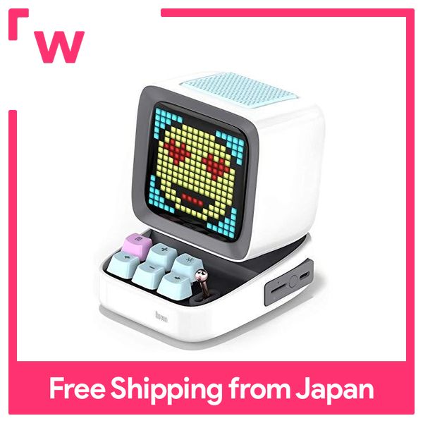 Divoom Ditoo Portable Bluetooth Speaker 3.55 inch LED Screen Pixel Display, DSP Wireless Speaker APP Control, Audio HD, Mechanical Keyboard, Port Micro SD, White
