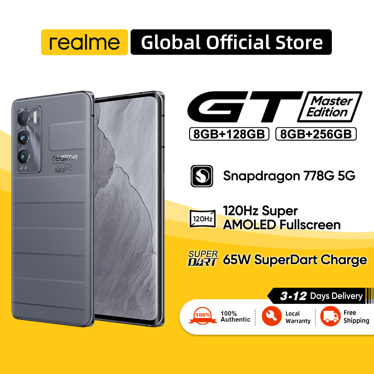 realme GT Master Edition(8+128GB/8+256GB) Snapdragon 778120Hz Super AMOLED Display, 65W SuperDart Charge  Global version Local two-years warranty Smartphone