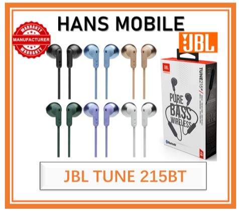 JBL TUNE 215BT WIRELESS EARPHONE - HANS MOBILE - BLACK/BLUE/CHAMPGNE/GREEN/PURPLE/WHITE - 1 YEAR LOCAL OFFICIAL WARRANTY