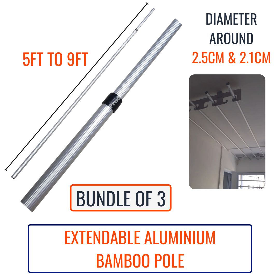 [Bundle Of 3] ONS Aluminium Laundry Pole / Aluminium Pole - Extendable