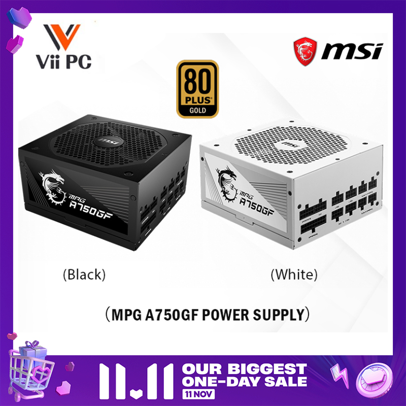 MSI MPG A750GF 750W/80Plus Gold/Full Modular/Flat Cables/100% Jap Capacitors/10yrs Warranty PSU-Black and White