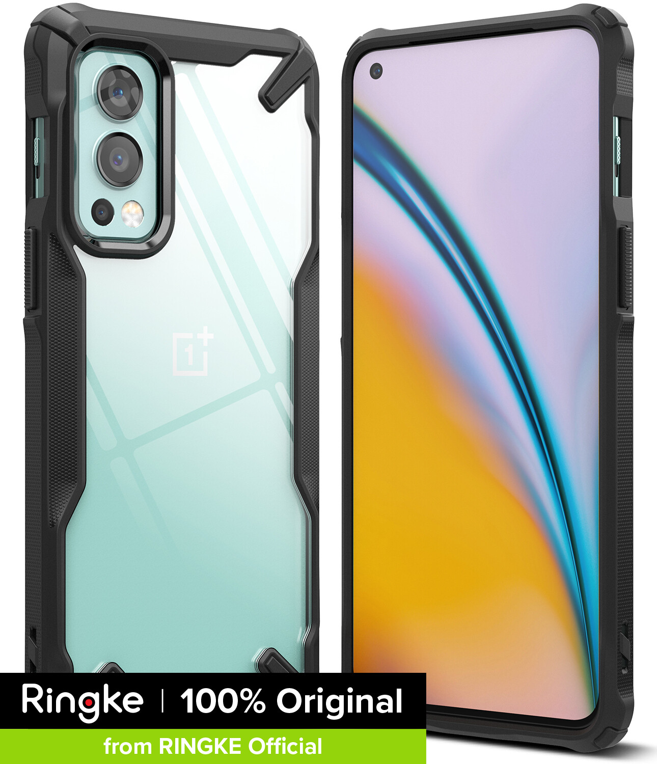 Ringke [FUSION-X] for Oneplus Nord 2 Case, [Military Drop Tested Defense] Ergonomic Transparent Hard PC Back TPU Bumper Impact Resistant Shock Absorbent Cover with Wrist Strap