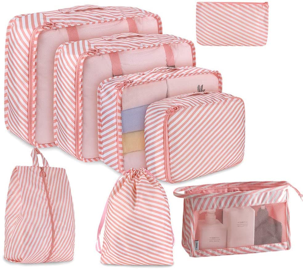Travel Packaging Cube,8-piece set of travel cube, Foldable luggage Storage Bag, lightweight luggage Storage Bag