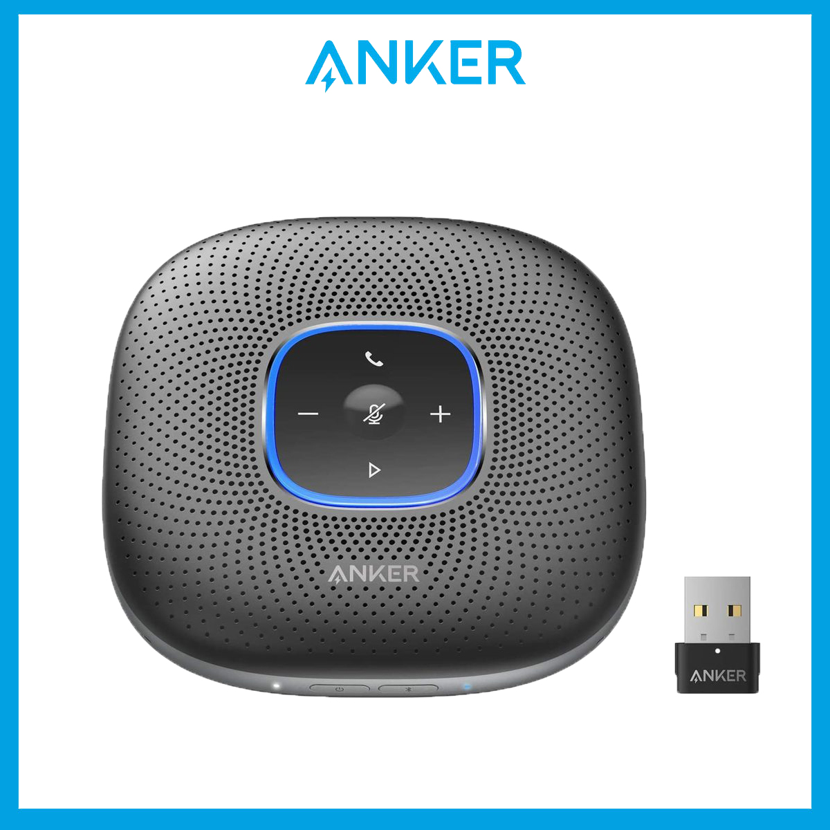 Anker PowerConf+ Bluetooth Speakerphone with Bluetooth Dongle, 6 Mics, Enhanced Voice Pickup, 24H Call Time, Bluetooth 5, USB C, Conference Speaker, Compatible with Leading Platforms, for Home Office