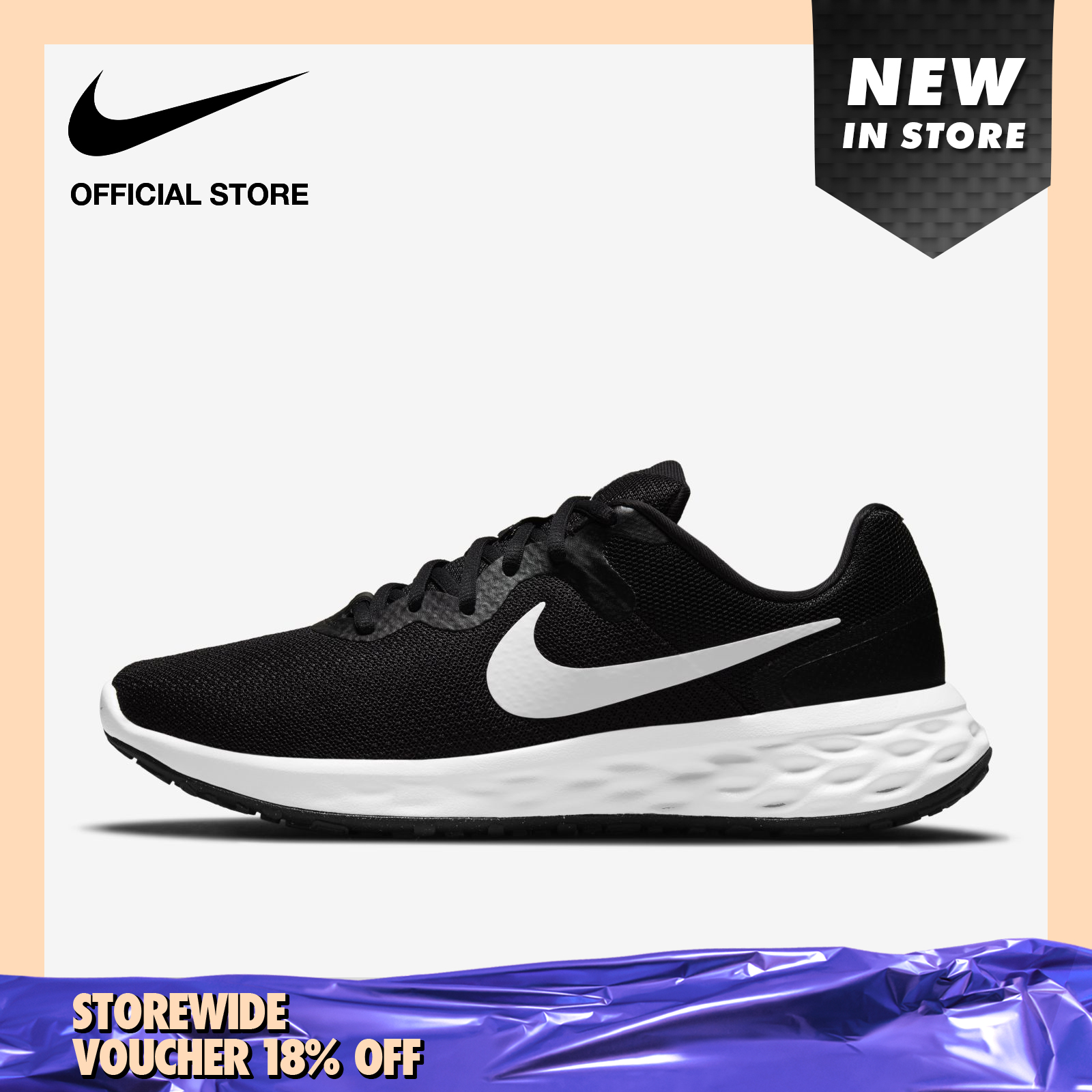 Nike Men's Revolution 6 Next Nature Running Shoes - Black