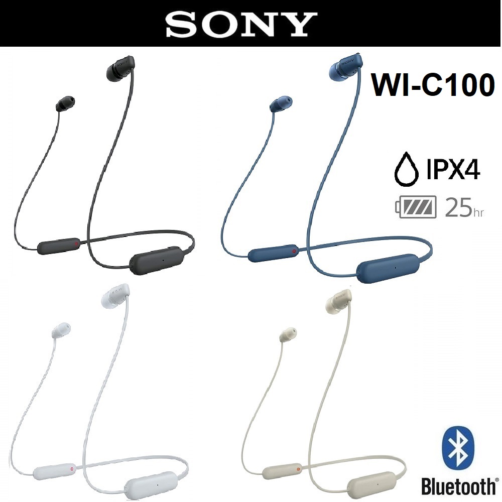 Sony WI-C100 Bluetooth Wireless In-Ear Earphones Headphones Earpiece Headset with Mic