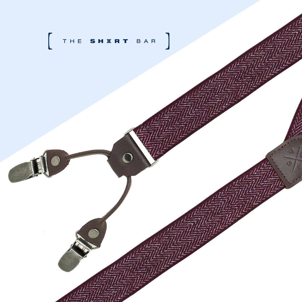 The Shirt Bar Men's Maroon Double Back Clip 3cm Suspender SPD38.4