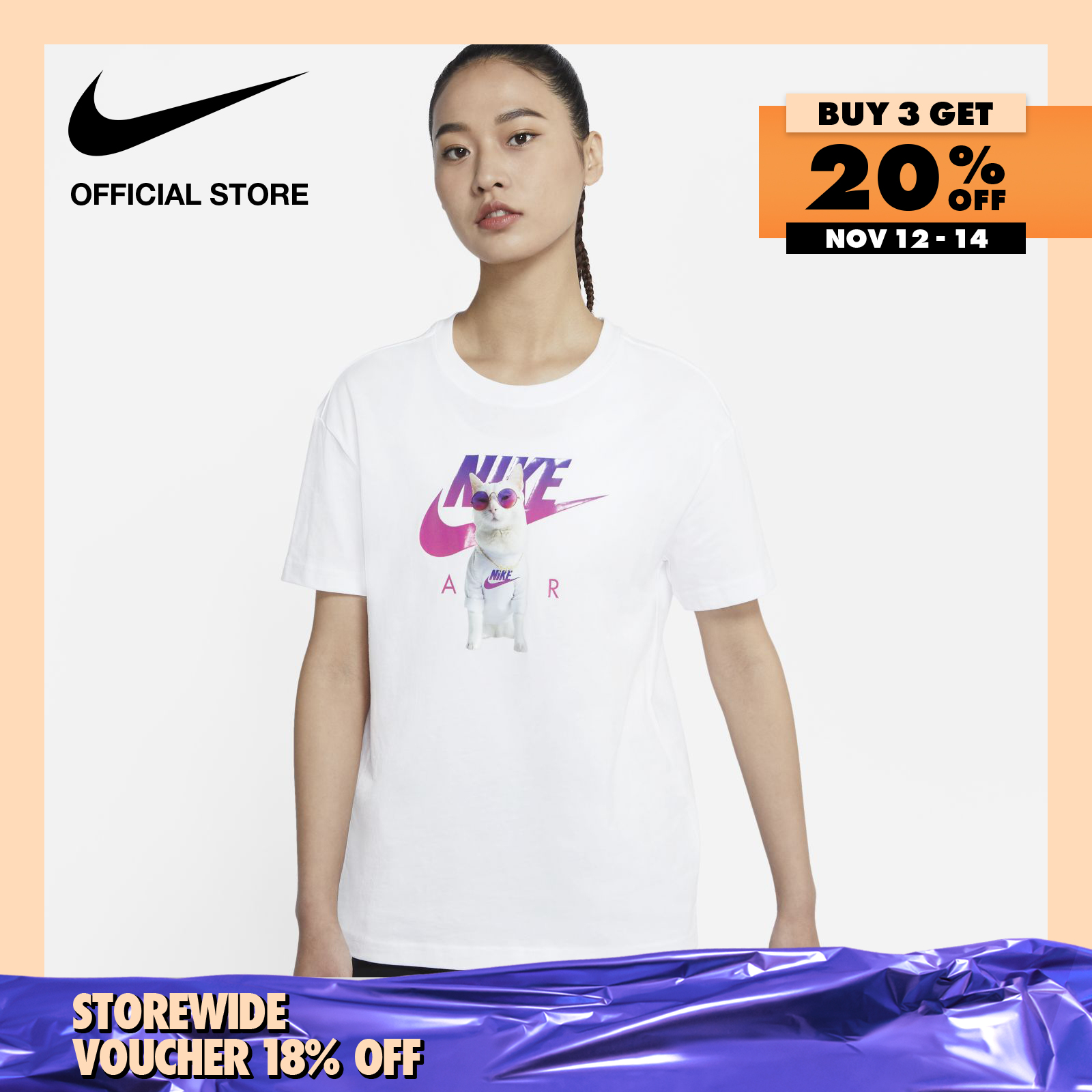 Nike Women's Sportswear Boy Instacat T-Shirt - White