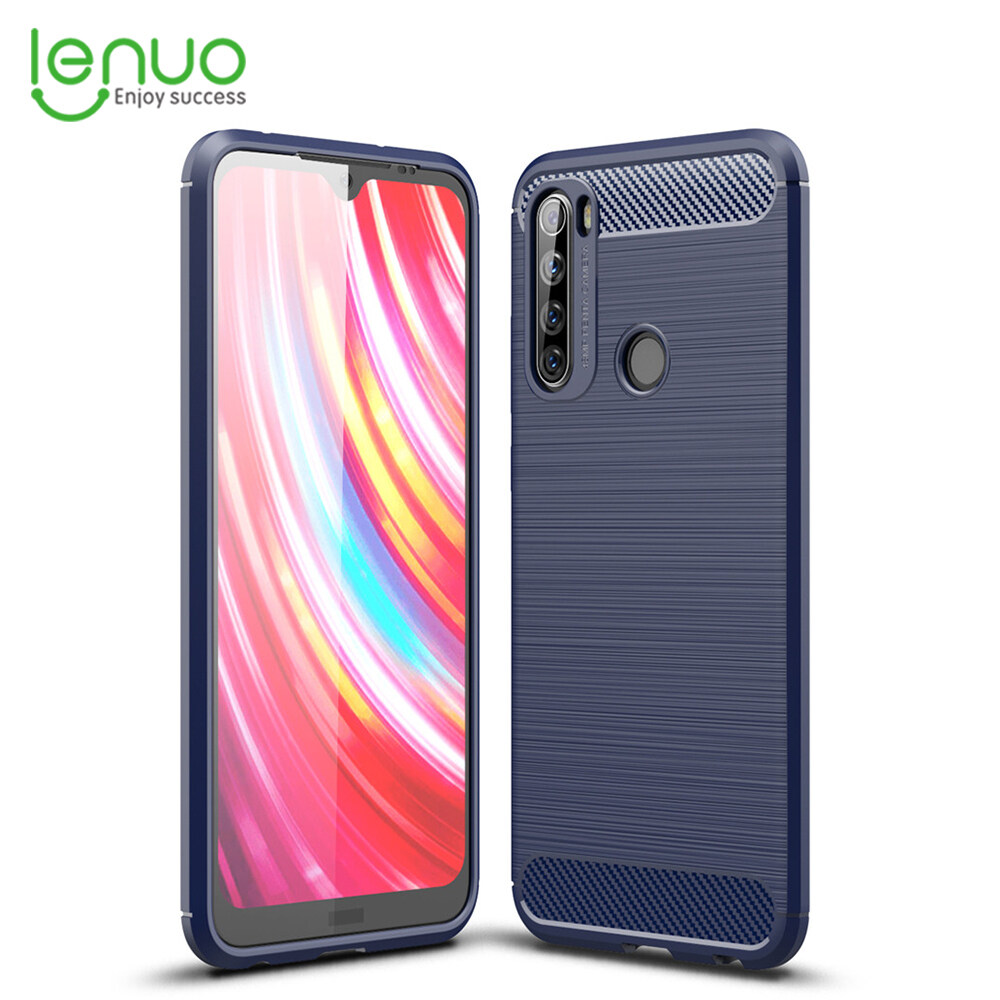 Lenuo Soft Case for Xiaomi Redmi Note 8T Carbon Fiber Silicone Cases Brushed Anti-knock Cell Phone TPU Back Cover Casing