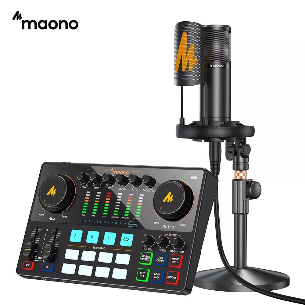 Maono Audio Interface Podcast Equipment Studio Sound Card With XLR Condenser Microphone For Recording Streaming Youtube DJ