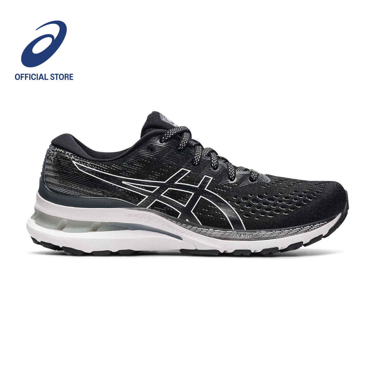 ASICS Women GEL-KAYANO 28 (D) Running Shoes in Black/White