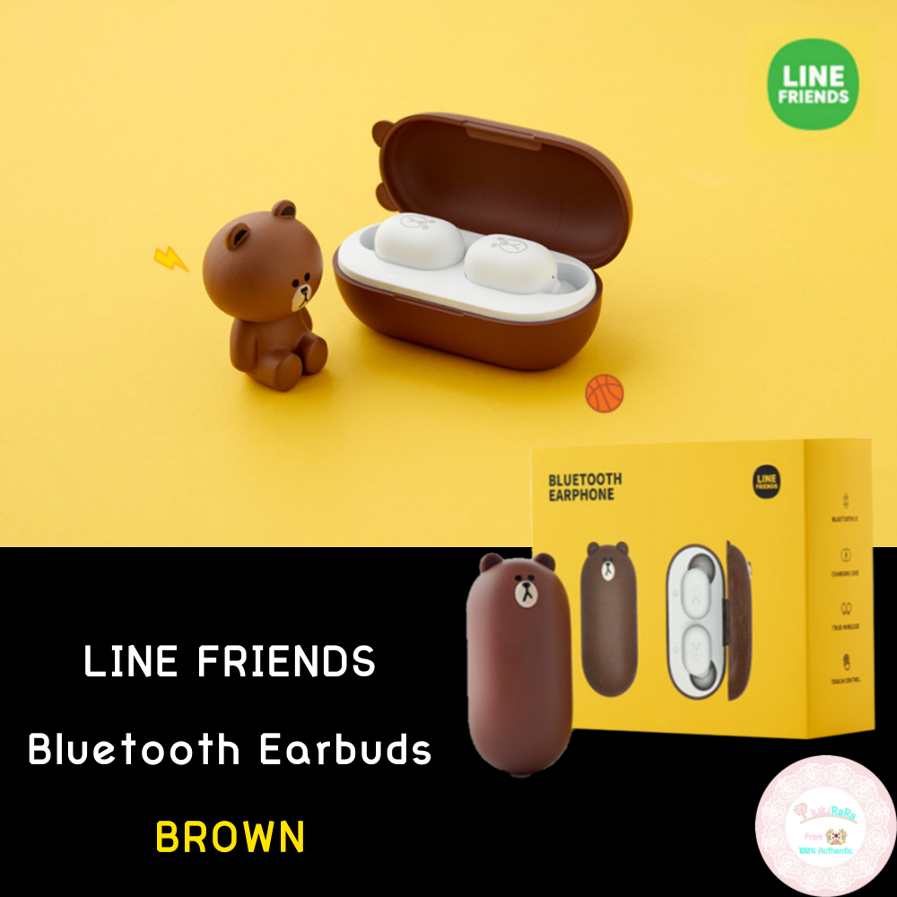 [LINE FRIENDS Official] TWS Bluetooth Wireless Earbuds IPX 5 Waterproof LinePods - BROWN / Wireless Earphones