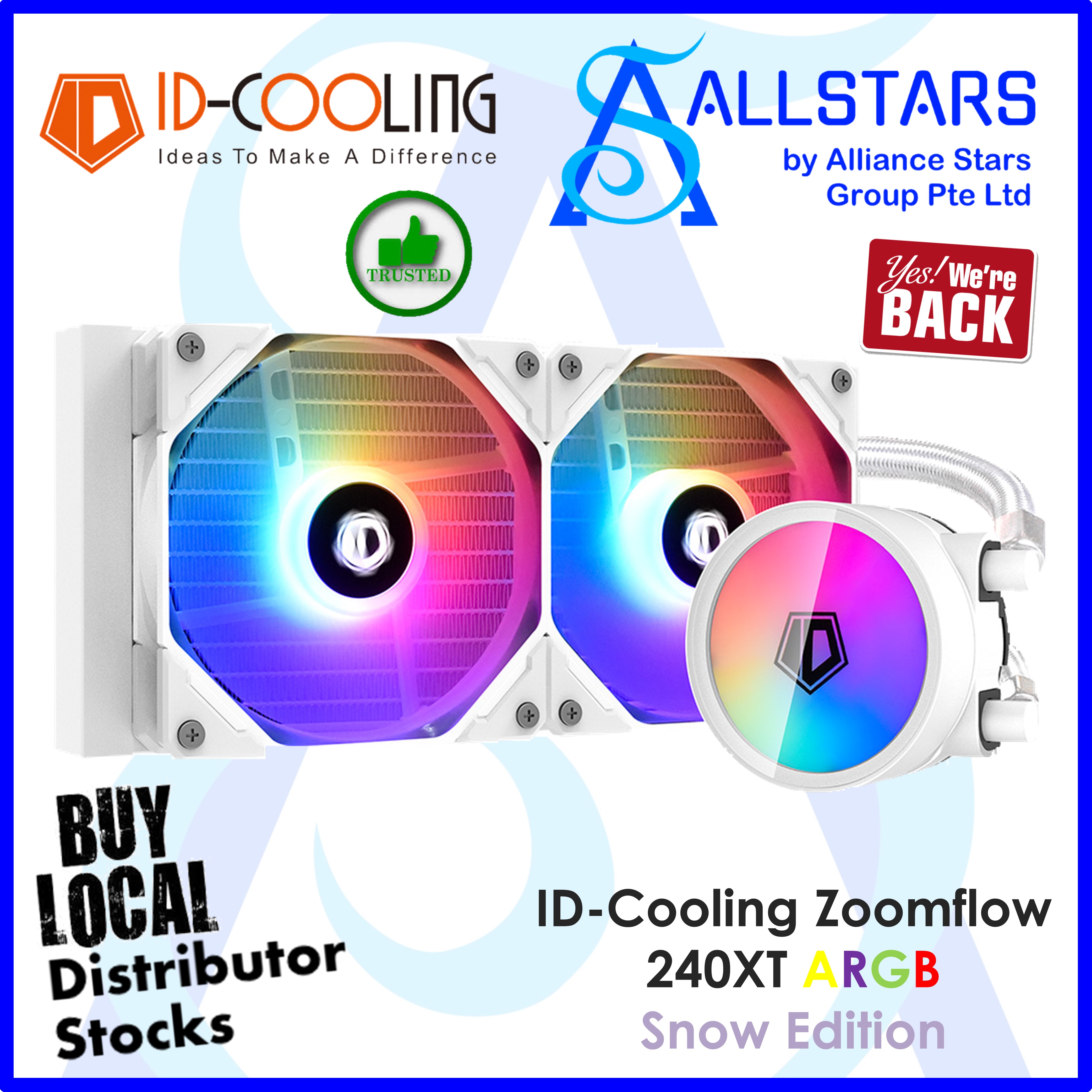 (ALLSTARS : We are Back / Promo) IDCooling / ID-Cooling Snow Edition ZoomFlow 240XT 240mm ARGB AIO Liquid Cooler / support AMD AM4 + Intel LGA1700 (Warranty 3years with Tech Dynamic)