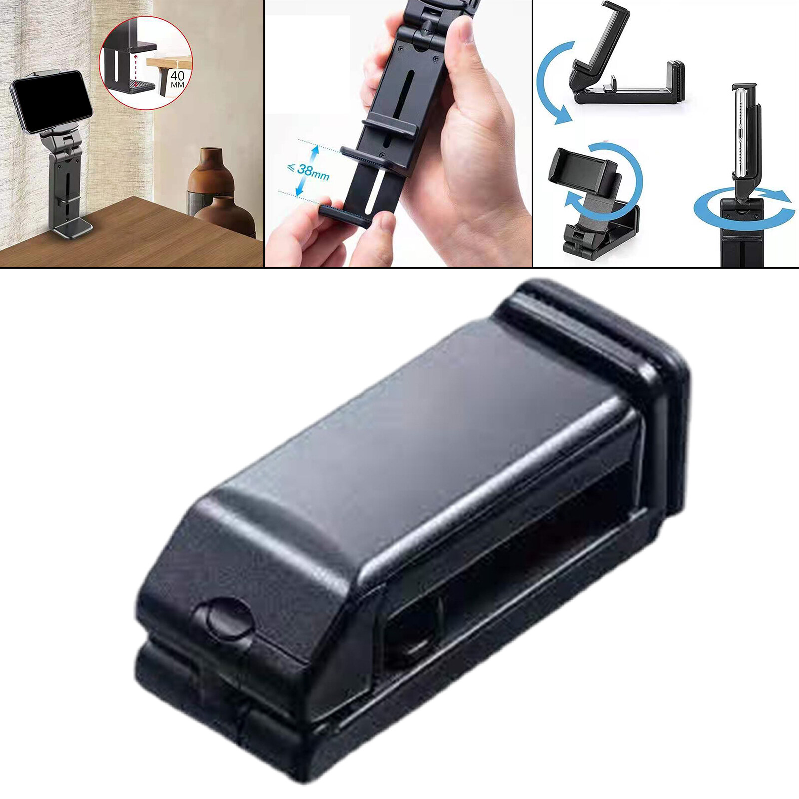 harayaa Phone Holder Rotating Adjustable Multi-Directional Portable Pocket Size Clamp Stand for Note Airplane Gym Workouts