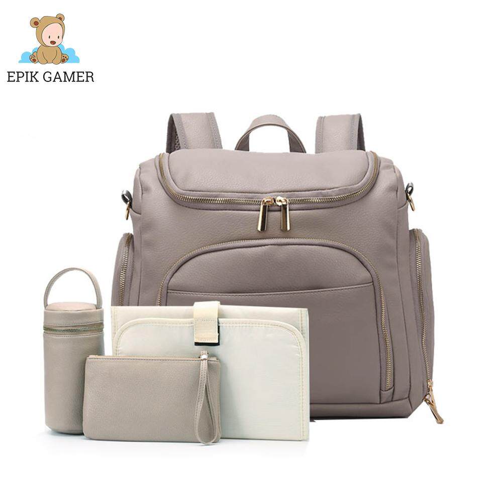 7-in-1 Baby Diaper Bag Solid PU Leather Mummy Maternity Bag Large Capacity Travel Back Pack Stroller Bags