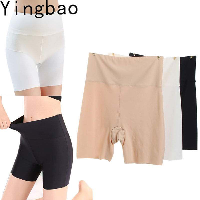 Yingbao L-4XL 3pcs Ice Silk Safety Pants for Women Seamless Stretch Summer Big Size High Waist Ladies Shorts Plus Size