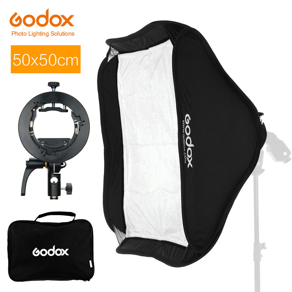 Godox S2 Speedlite Flash Holder Bracket + Softbox with Bowens Mount for Canon Nikin Godox V1 TT685 V860II AD200 AD400PRO Flash