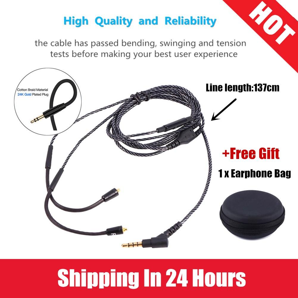 【Free Gift】Replace Upgrade Audio Cable Cord 3.5mm Jack For SHURE SE535 SE425 SE315 SE215 SE846 Headphone - intl