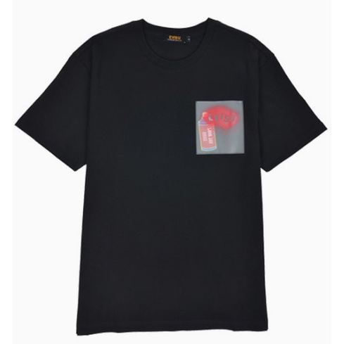 [EVISU KOREA]100％ Authentic Unisex Loose Fit Spray PVC Short Sleeve T-shirt Korean Fashion
