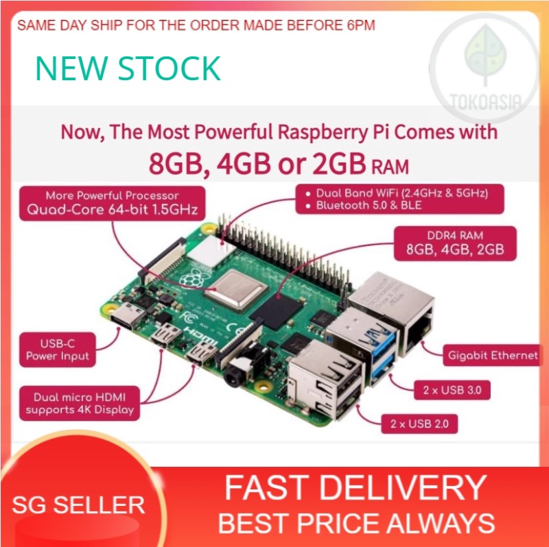 (Ready Stock) (SELLING FAST) Raspberry Pi 4 Model B - 1GB 2GB 4GB 8GB Board / Basic Kit / Argon Kit