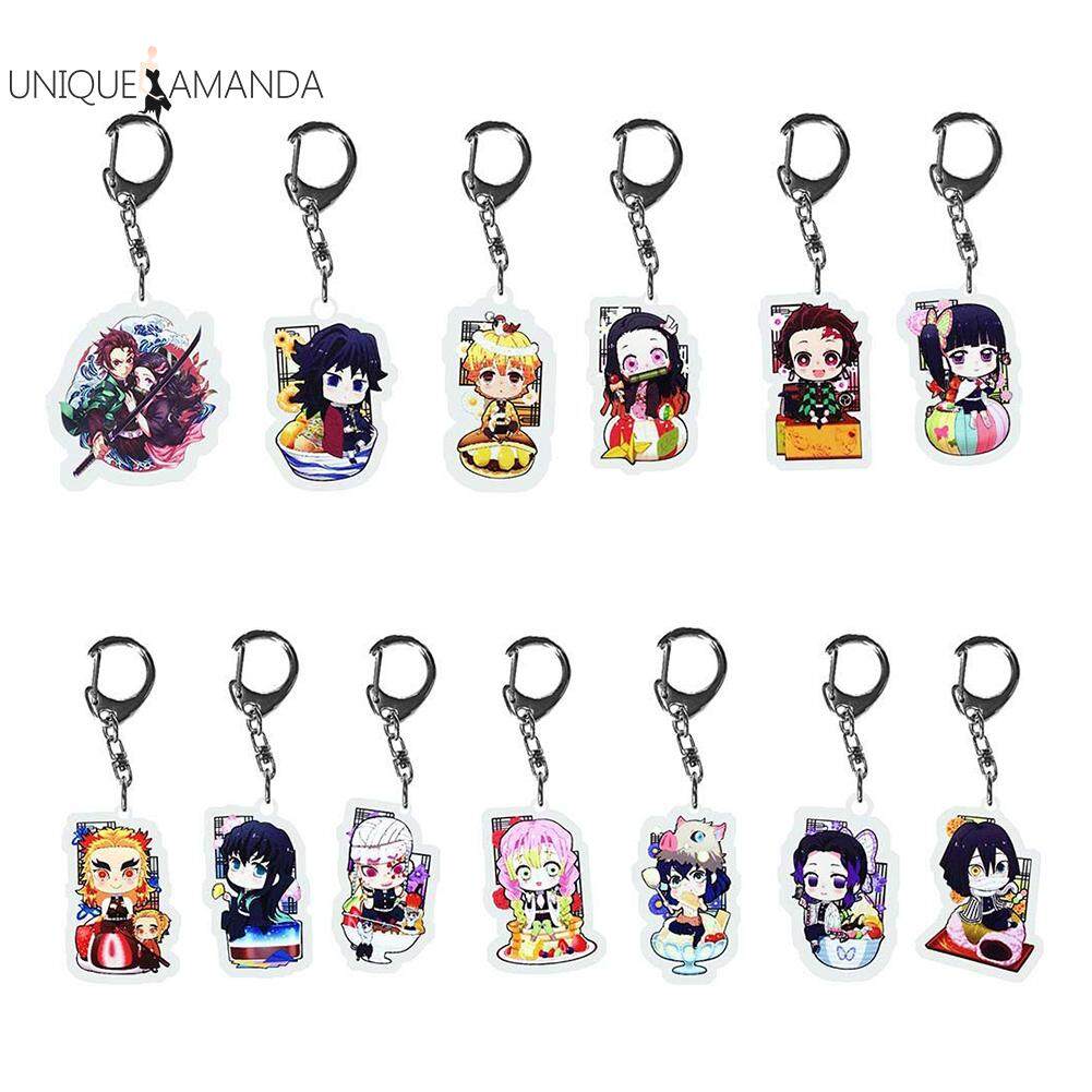 【Stock】13pcs Cartoon Anime Keychain Pendant Acrylic Key Ring Ornament Kid Boy Gift