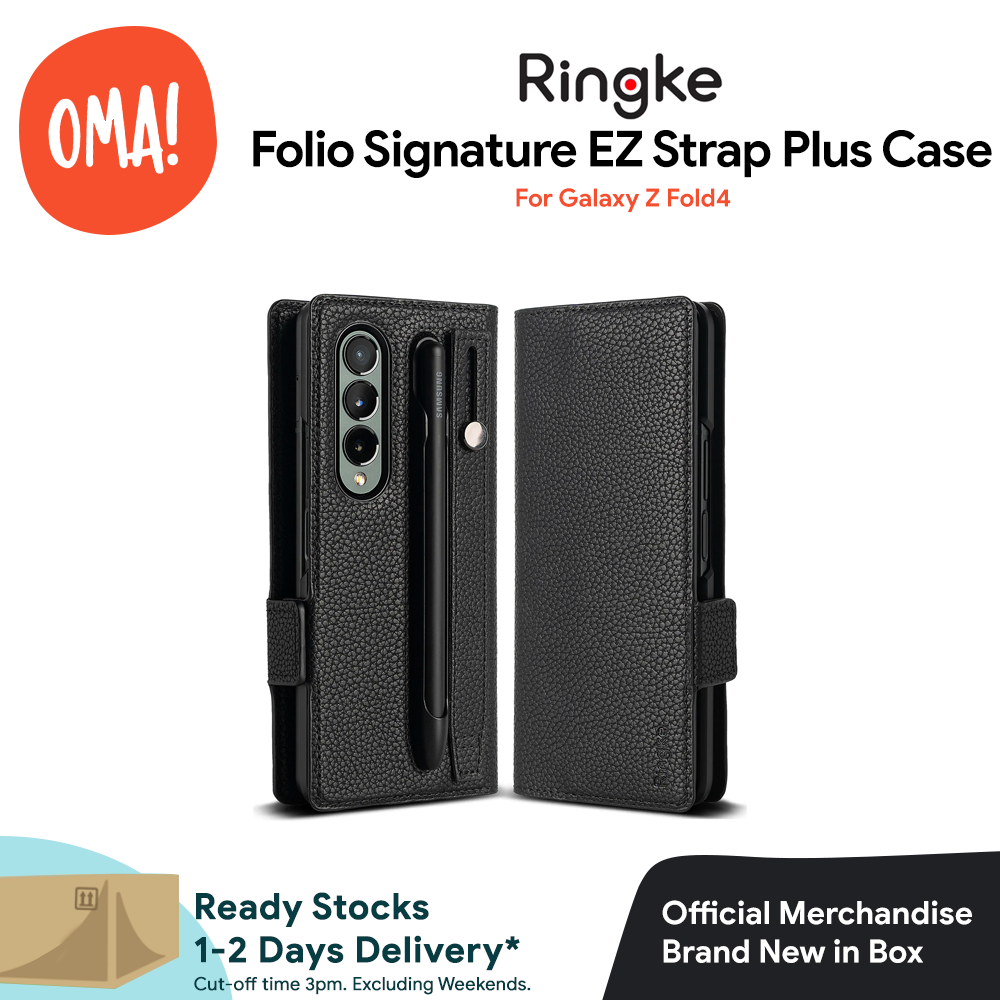 RINGKE Samsung Galaxy Z Fold 4 Case - FOLIO SIGNATURE EZ STRAP PLUS Black