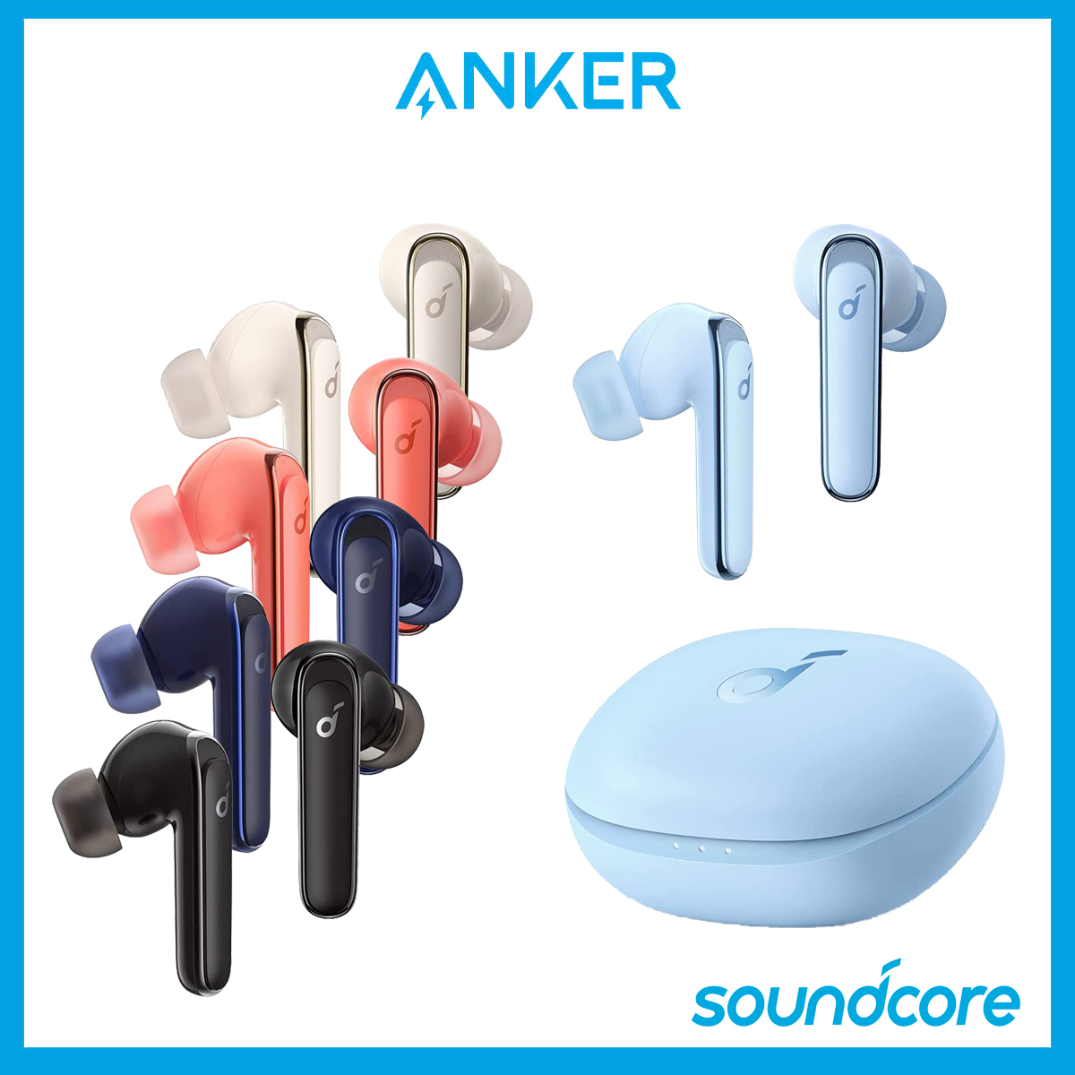 Soundcore by Anker Soundcore Life P3 Noise Cancelling Earbuds Wireless Bluetooth, Big Bass, 6 Mics, Clear Calls, Multi Mode Noise Cancelling, Wireless Charging, Soundcore App with Gaming Mode, Sleepin
