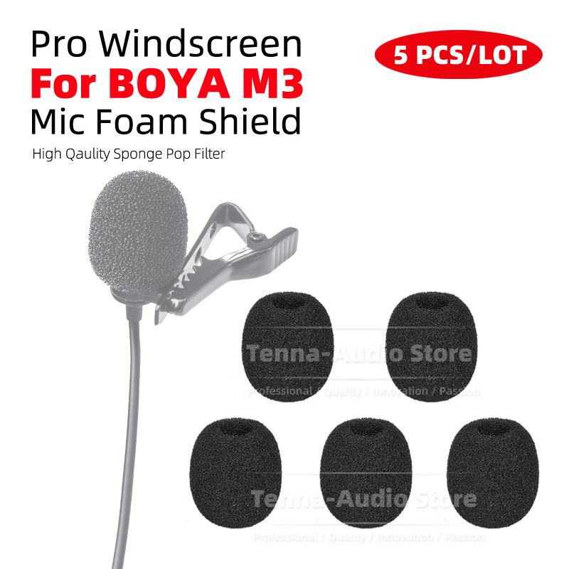 5PCS For BOYA BY-M3 BY M3 M 3 Windproof Lavalier Microphone Sponge Windscreen Tie Clip On Windshield Lapel Mic Foam Pop Filter