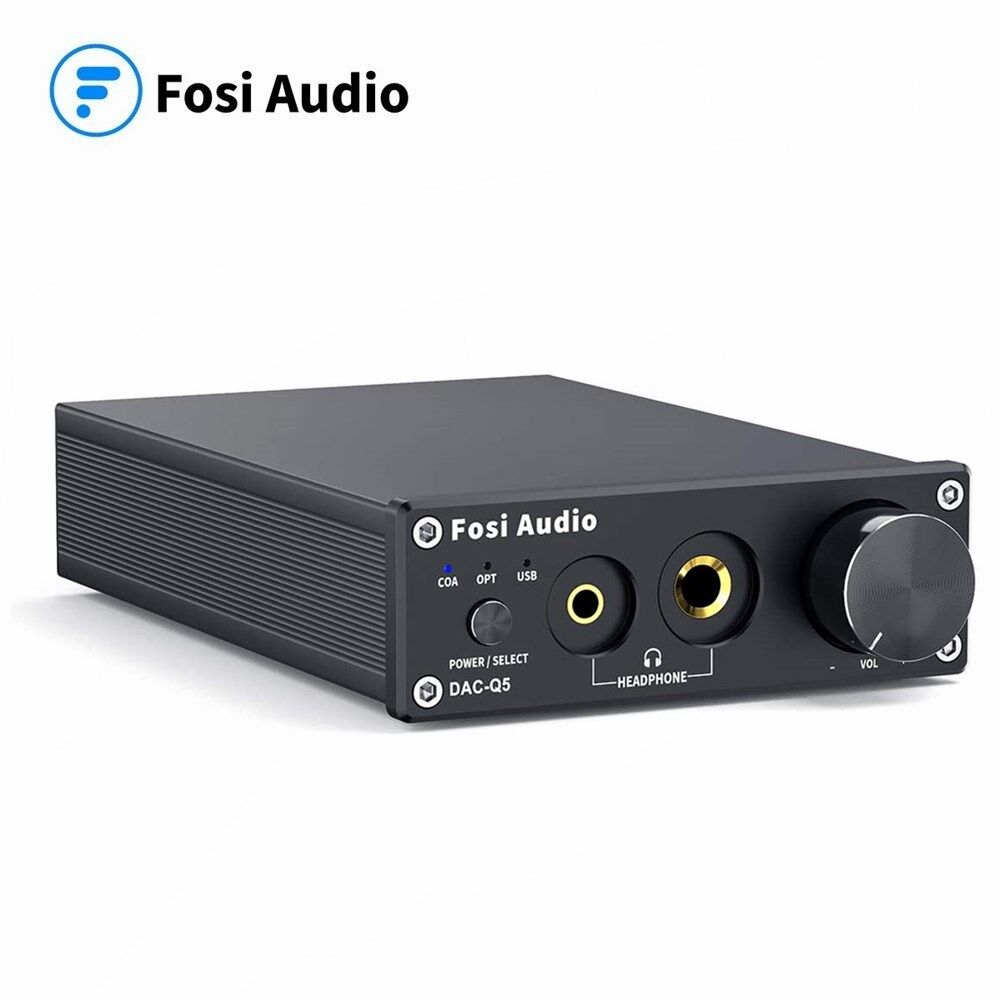 Fosi Audio Q5 DAC Converter USB Digital-to-Analog Adapter Decoder & Headphone Amplifier & Mini Stereo PreAmplifier Amplificador With 12V Power Supply