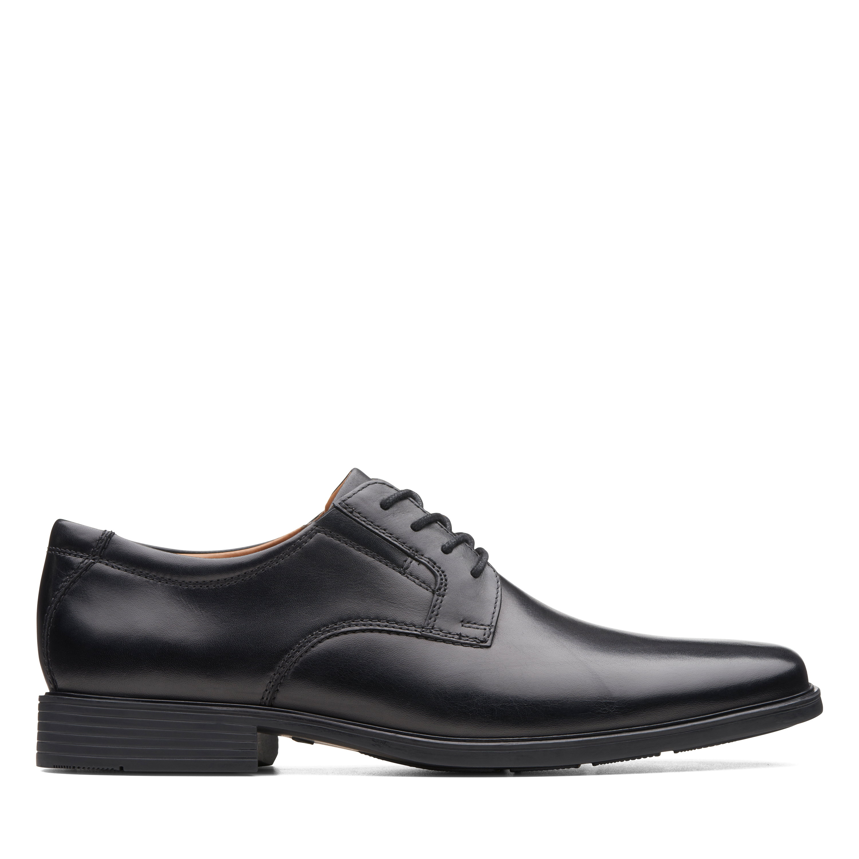 Clarks Tilden Plain Black Leather Mens Dress - WIDE FIT