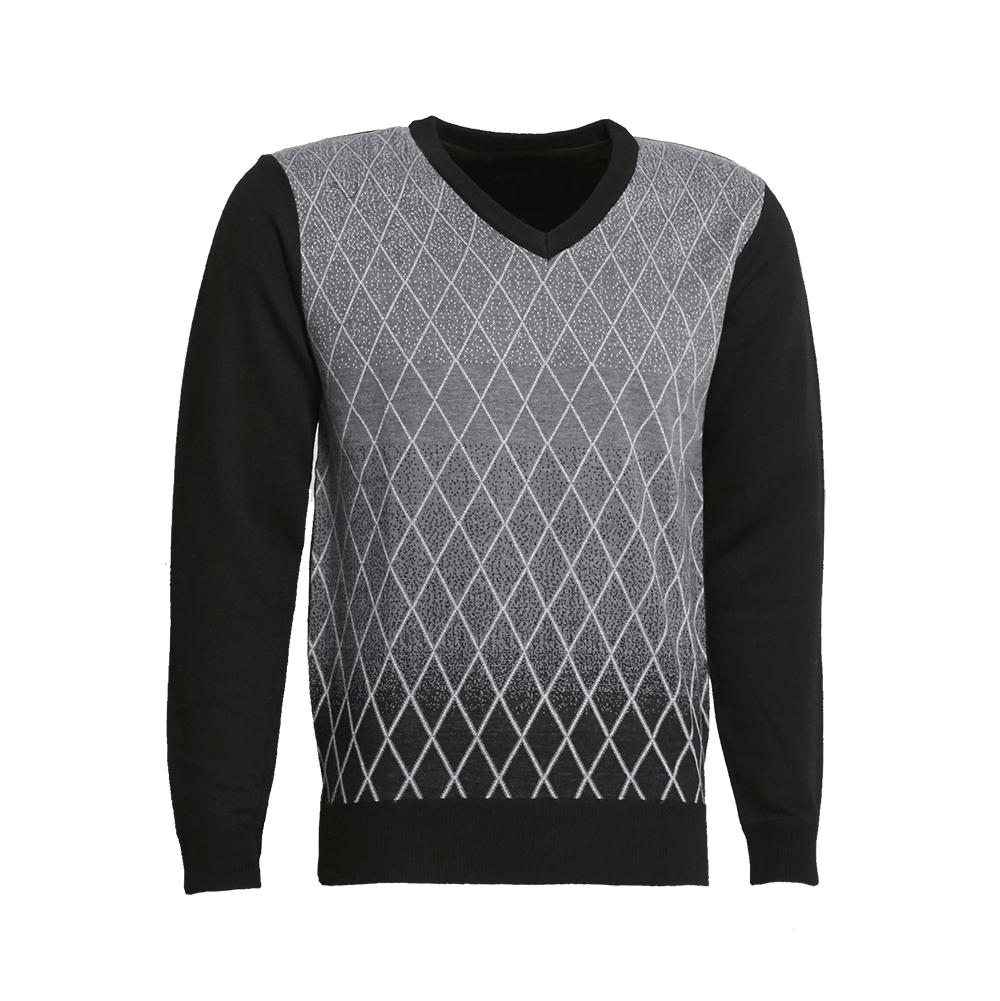 V-NECK KNITTED SWEATER WITH DIAMOND PRINT - KS9142