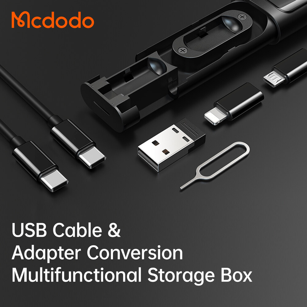Mcdodo Multifunctional digital storage box USB C cable 60W type-c cable quick charging Type-C to Micro USB Connector ,Type-C to Lightning Connector ,Type-C to USB-A Connector