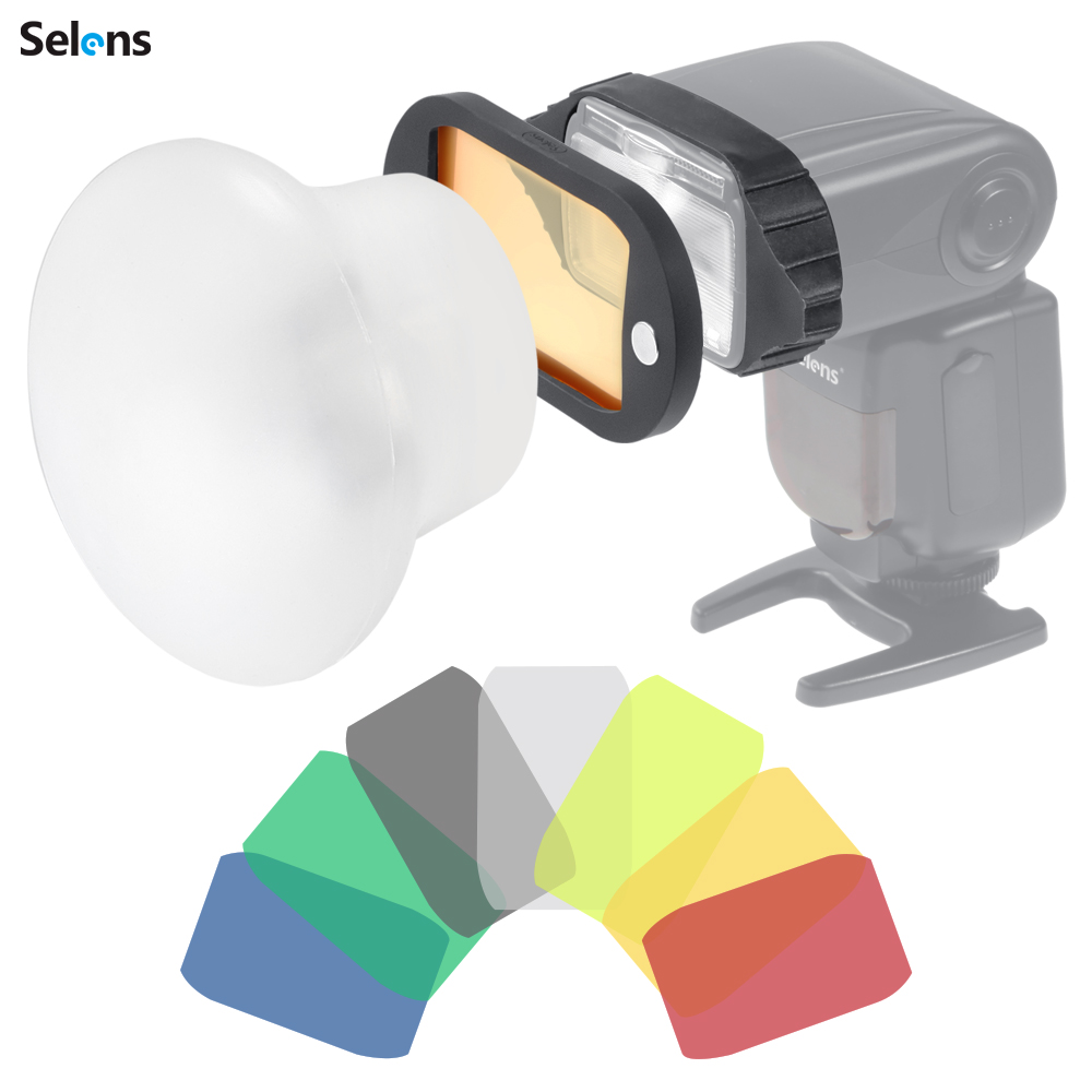 Selens Flash Light Diffuser Kit Magnetic Silicone Ball Diffuser with Modular Lighting Modifier Base and Filter Gel Kit for Photo Studio Flash Light Photography