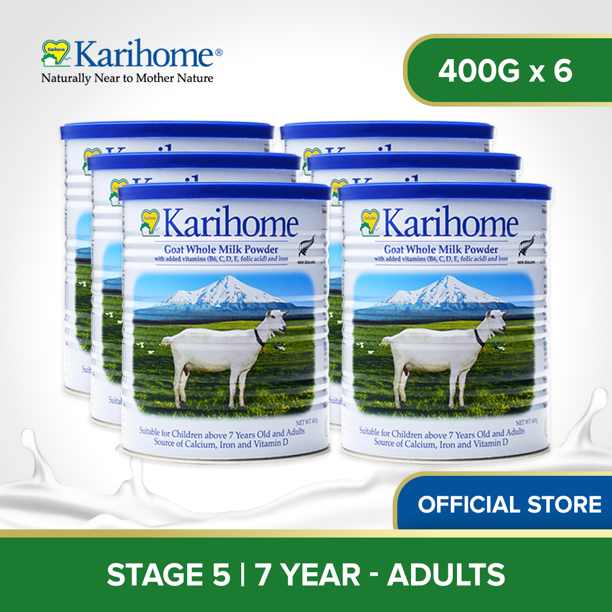 [Bundle of 6] Karihome Goat Whole Milk Powder For Stage 5 400g (7yr above and adults)