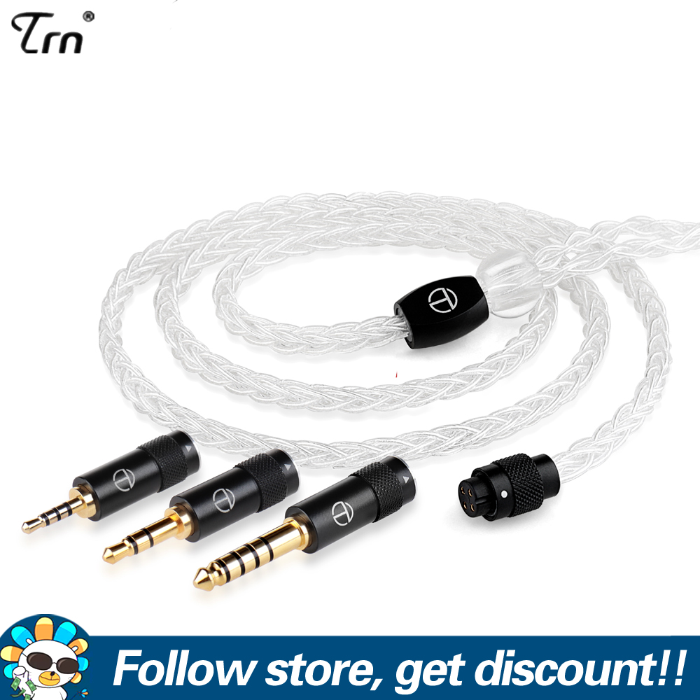 FAAEAL TRN T3 PRO Replacement Cable 8 Core Pure Silver Cable 2.5/3.5MM With MMCX/2PIN Connector Upgraded Wire Earphones Cable For TRN VX PRO BAX MT1 PRO KZ ZS10PRO ZSN EDX ZEX PRO ZAS ZAX Shure SE215 