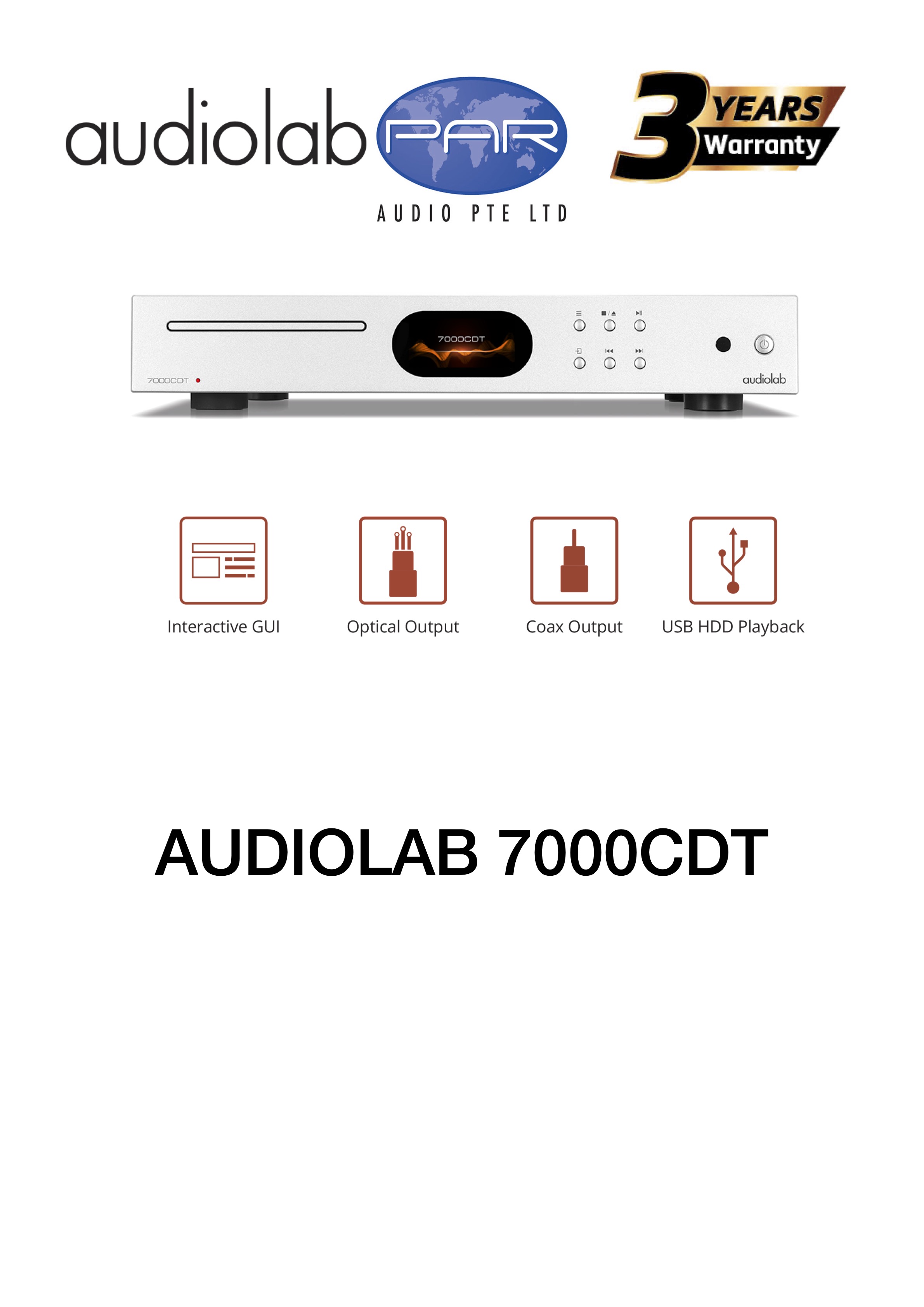 AUDIOLAB 7000CDT (SILVER) 3 YEARS WARRANTY, CD TRANSPORT, DIGITAL, CD, AUDIO, STEREO, AUDIOPHILE
