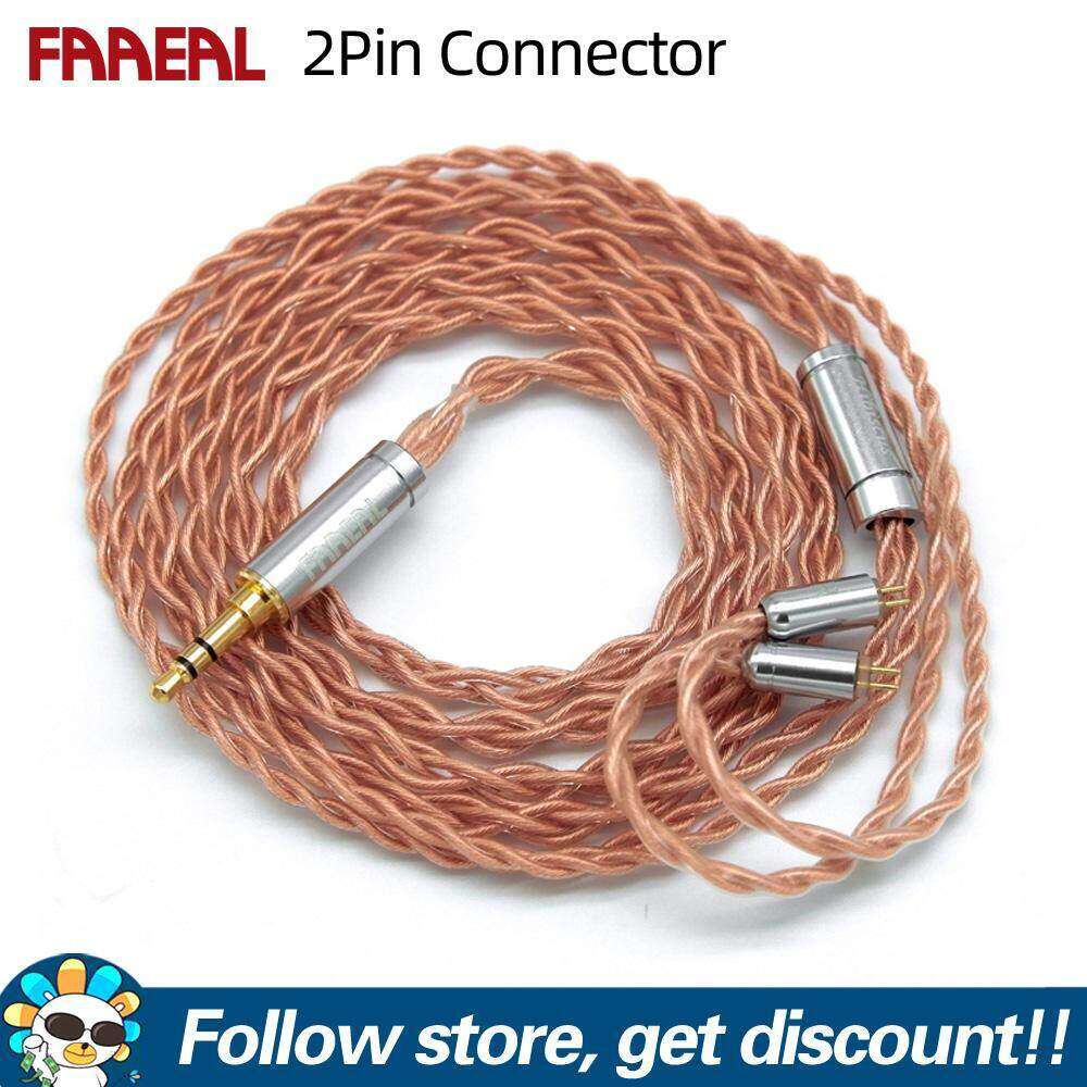 FAAEAL Earphone Cable High Purity Copper Replacement Headphone Wire 3.5mm Gold-plated Upgrade Earbuds Cable 2Pin 0.78mm Braided Upgraded Cable For Hibiscus BLON BL03 Moondrop Aria KATO KZ ZS10ZST ED16