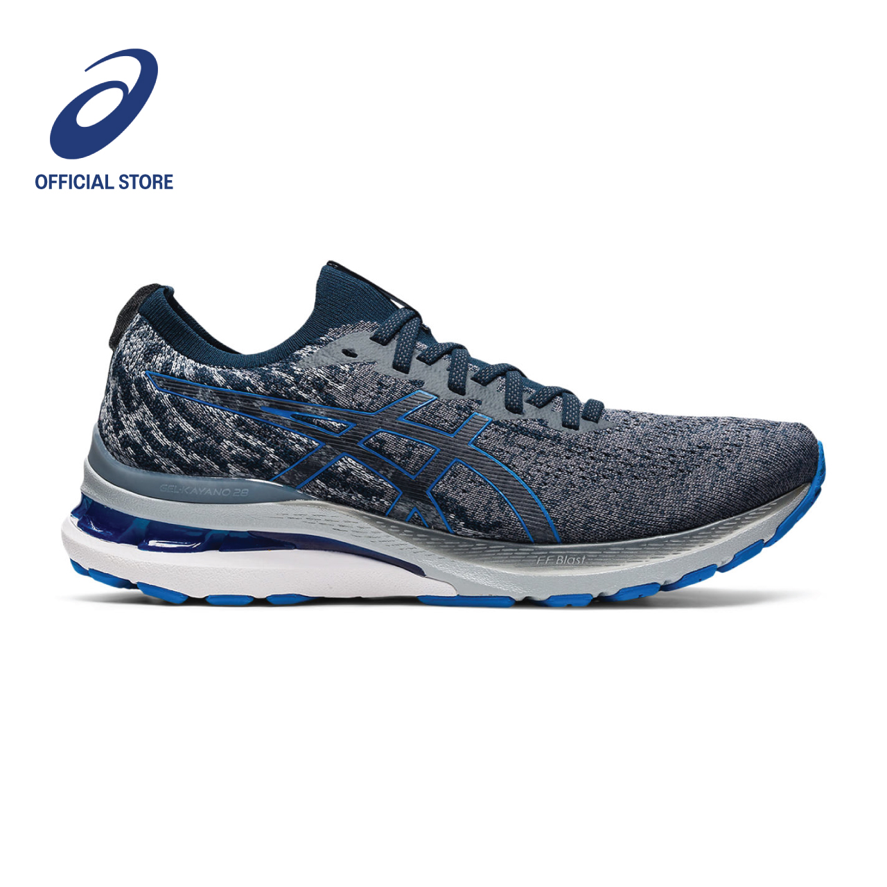ASICS Men GEL-KAYANO 28 MK Running Shoes in Carrier Grey/Electric Blue