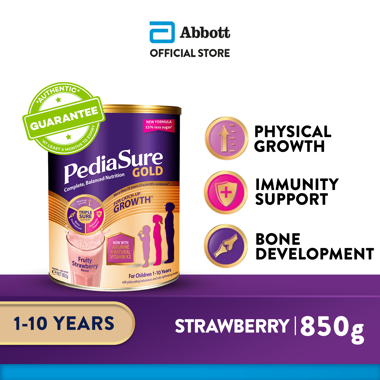 PediaSure Gold - Fruity Strawberry, 850g