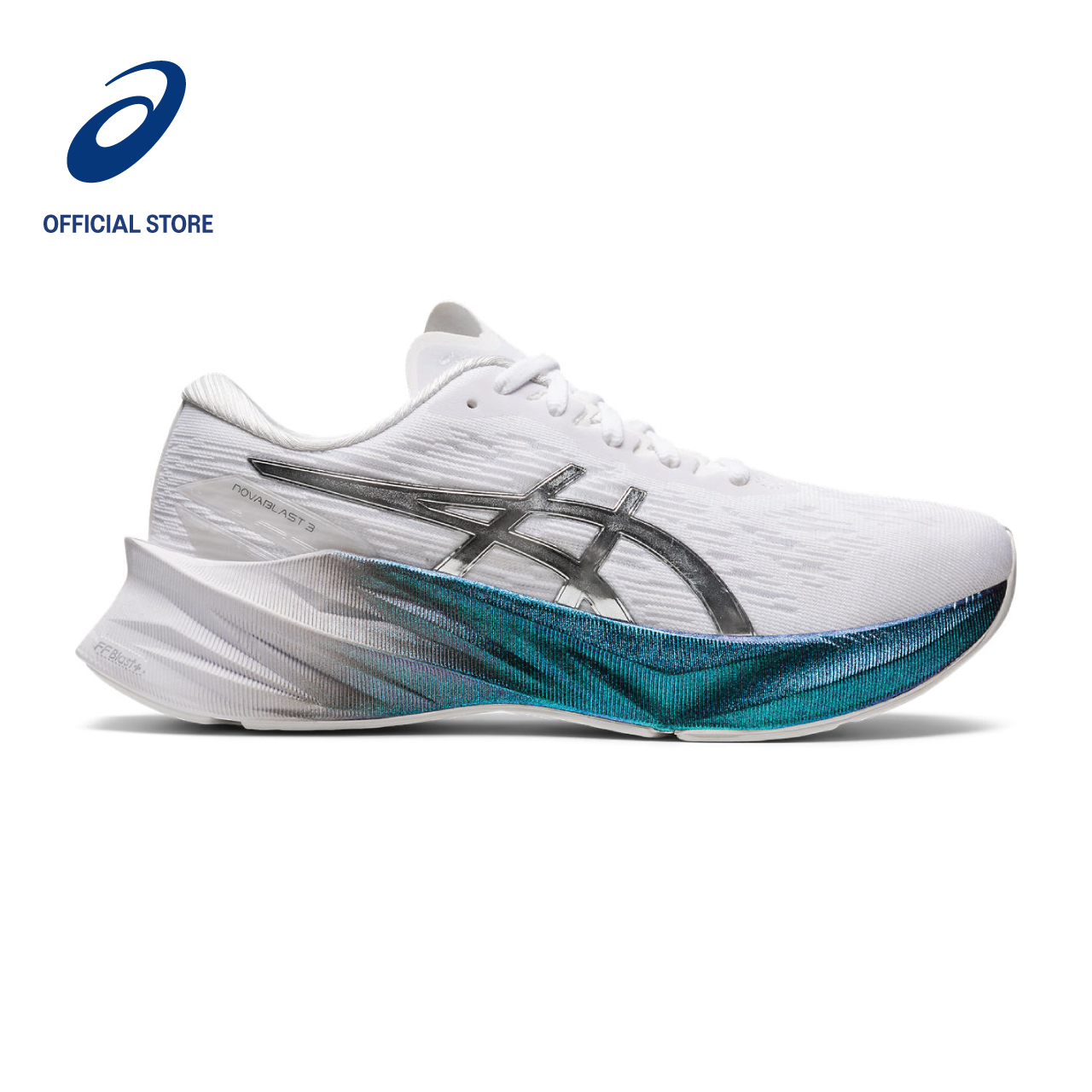 ASICS Women NOVABLAST 3 PLATINUM Running Shoes in White/Pure Silver