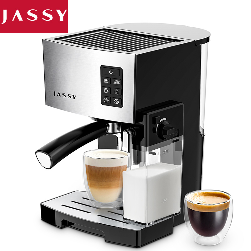 JASSY Automatic Nspresso coffee machine ，19 Bar nespresso machine，with Powerful Milk Frother ,for Espresso/Cappuccino/Latte/Mocha,One-Touching Brewing Heating System,1300W(Black)