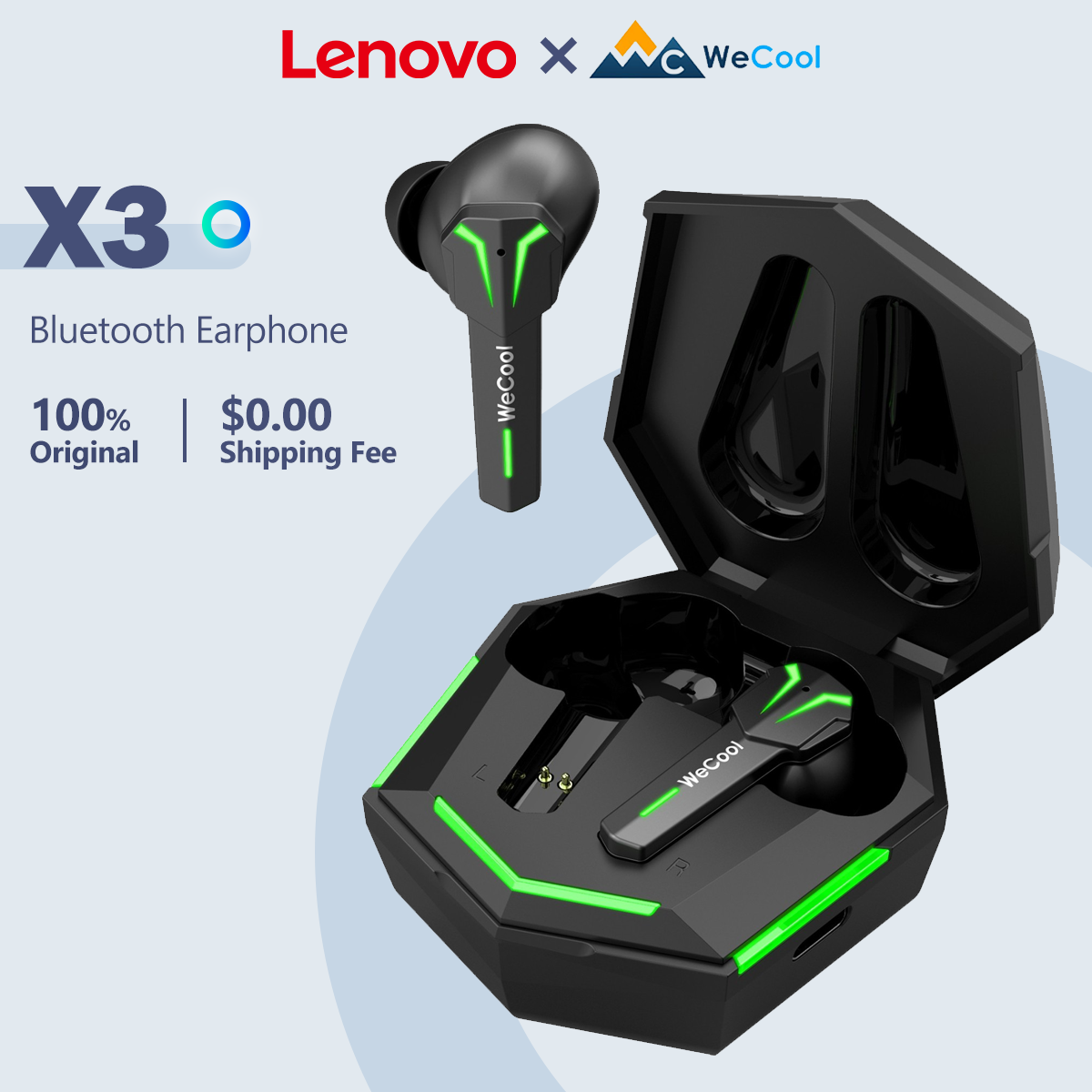 Lenovo x WeCool Freesolo X3 Gaming True Wireless Earphone With RGB Lights 60ms Low Latency And 30 hours of Playtime Bluetooth 5.1