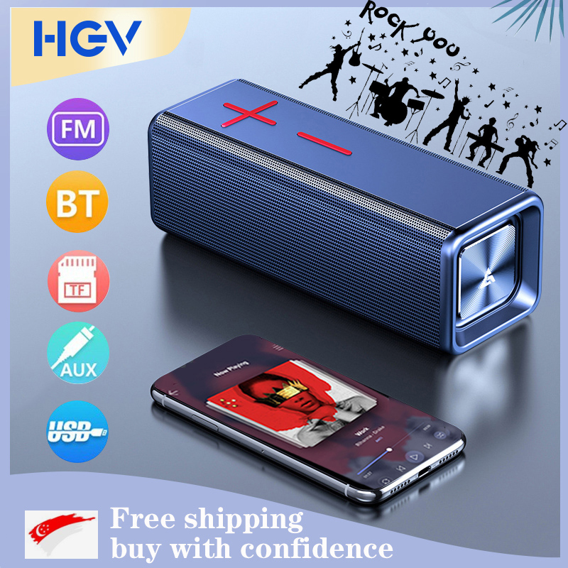 HGV Mini Portable Bluetooth Speaker Super Bass Stereo Loud Speaker Hands-Free Subwoofer with 360°Stereo Surround Sound Audio Music Player Bass Subwoofer Home Theater Multimedia Loudspeaker 3d 环绕声音