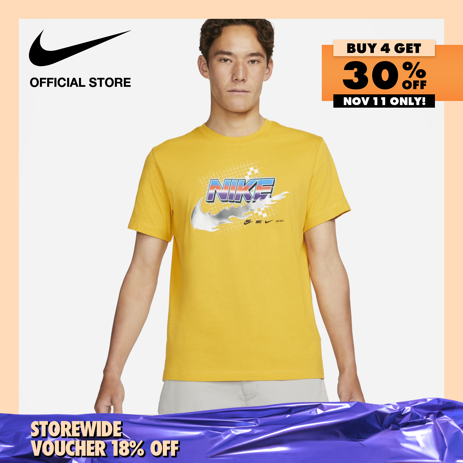 Nike Men's Sportswear Racing T-Shirt - Yellow Ochre