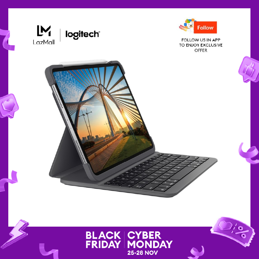 Logitech SLIM FOLIO PRO iPad Pro 11-inch keyboard case with integrated backlit Bluetooth keyboard (for iPad Pro 11-inch 1st / 2nd / 3rd Gen)