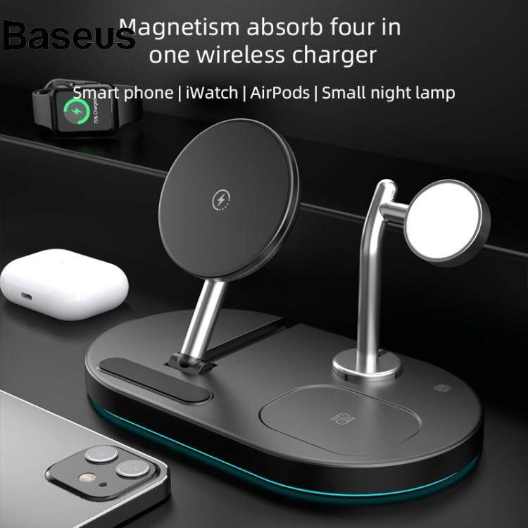 Baseus S20 Desktop Wireless Charging Stand Multifunction Folding Magnetic Charger for iPhone / iWatch / AirPods