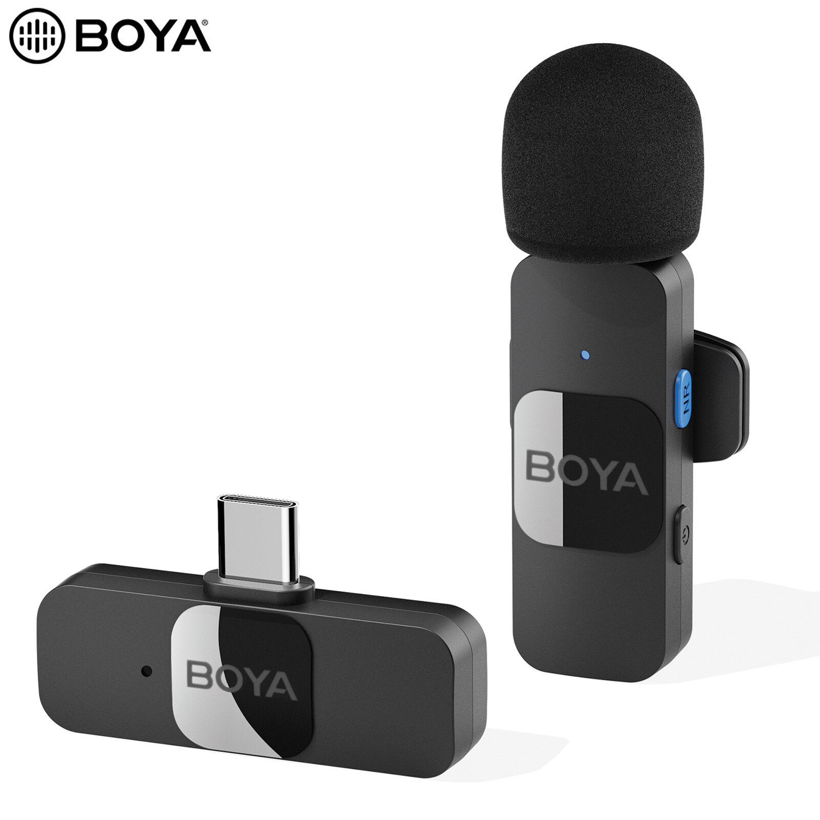 BOYA BY-V10 One-Trigger-One 2.4G Wireless Microphone System Clip-on Phone Microphone Omnidirectional Mini Lapel Mic Auto Pairing Smart Noise Reduction 50M Transmission Range Replacement for Huawei Sam