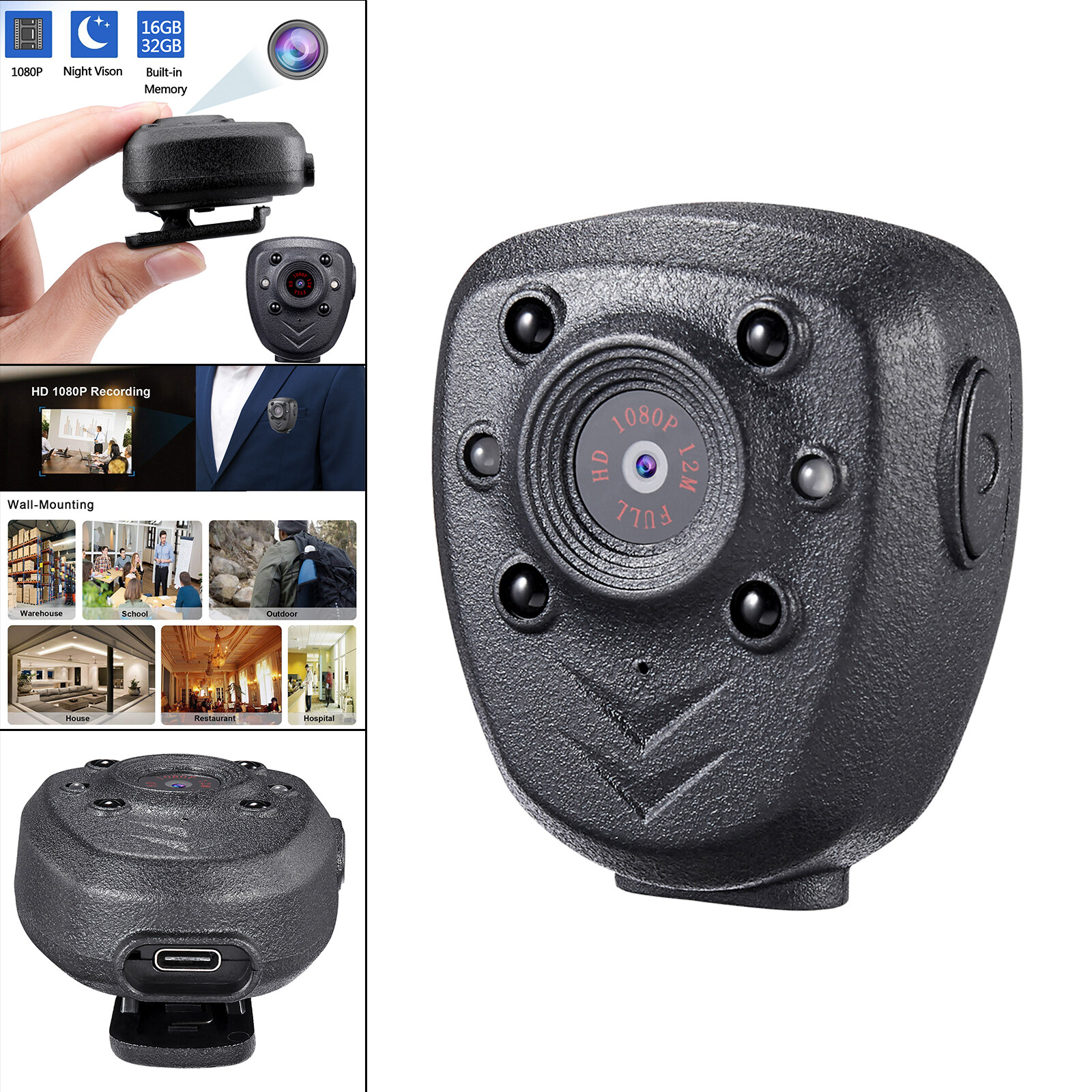 HILABEE Police Patrol Mini Body Camera Camcorder Webcam Wearable Video Recorder